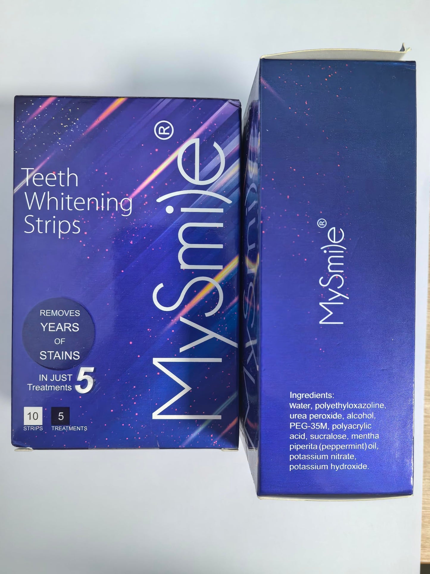 MySmile Advanced Teeth Whitening Strips, 2 Pack Non-Sensitive Formulated 5X Plus Whitening Results Helps Remove Years of Stains from Smoking, Coffee Soda Wine Drinkers Yellow Stains - 20 Strips