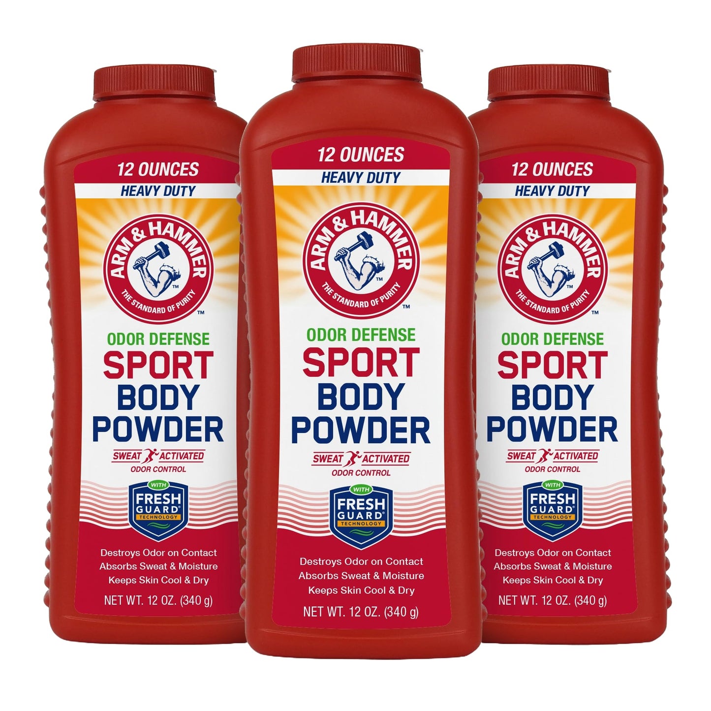 Arm & Hammer Sport Body Powder, Powder for Men and Women, Fresh Feeling, Talc Free, Aluminum Free Odor Defense with Baking Soda (3 Pack)