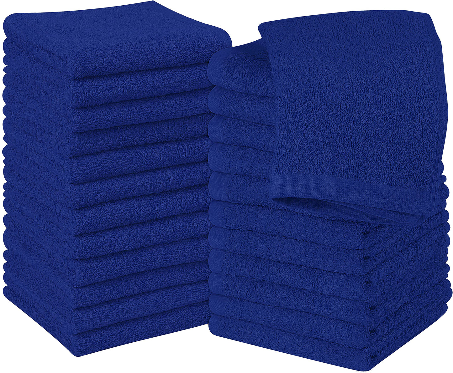 Utopia Towels 24 Pack Cotton Washcloths Set - 100% Ring Spun Cotton, Premium Quality Flannel Face Cloths, Highly Absorbent and Soft Feel Fingertip Towels (Royal Blue)