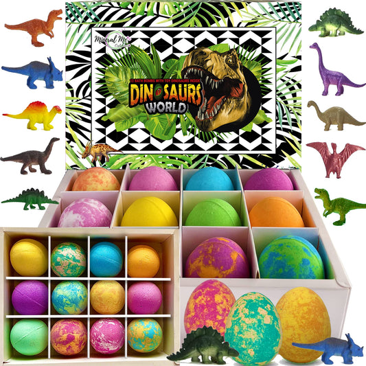 Bath Bombs for Kids with Surprise Inside - 12 Dinosaur Bath Bombs with Toys Inside, Organic Colorful Bubble Bath Fizzies, Dino Egg Bath Bomb, Fizzy Balls w/Rich Bubbles, Halloween Party Favors