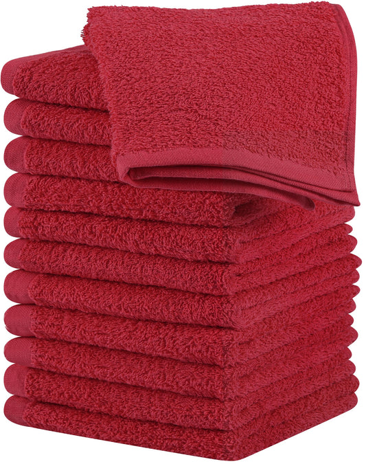 Utopia Towels 12 Pack Cotton Washcloths Set - 100% Ring Spun Cotton, Premium Quality Flannel Face Cloths, Highly Absorbent and Soft Feel Fingertip Towels (Red)