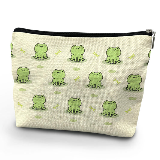 NATSUNO Frog Makeup Bag,Frog Cosmetic Bag,Green Makeup Bag,Frog Bag,Frog Gifts,Frog Lover Gifts