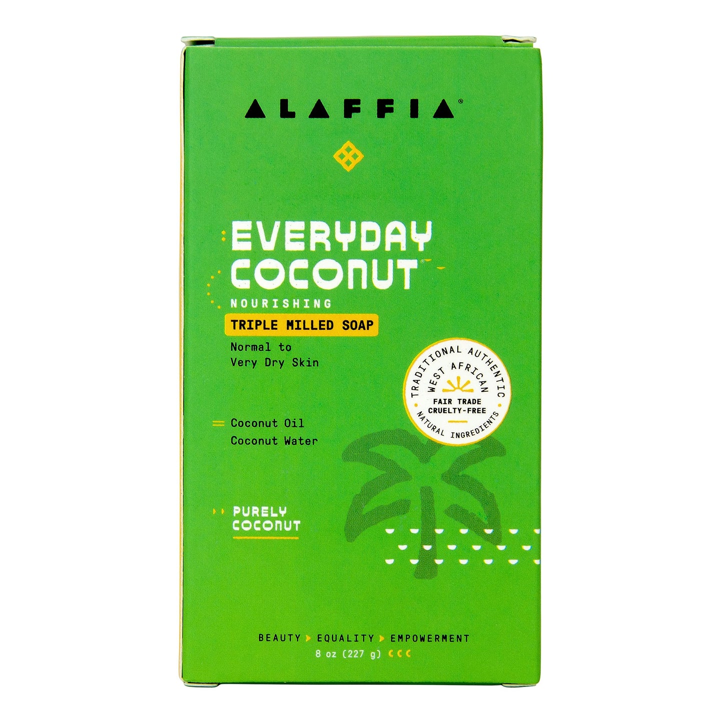 Alaffia EveryDay Coconut Soap Bar - Body Soap, Natural Coconut Oil, Shea Butter & Aromatic Plant Extracts, Ergonomic Bar Soap, Purely Coconut Scent, 8 Oz Ea (Pack of 4)