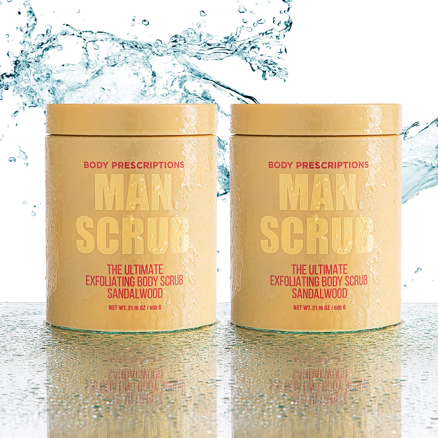 Body Prescriptions Men’s Exfoliating Body Scrub – Ultimate Skin Cleansing Wash in Jar with Twist-Top Lid, For All Skin Types, 21 Ounce (Pack of 2), Sandalwood