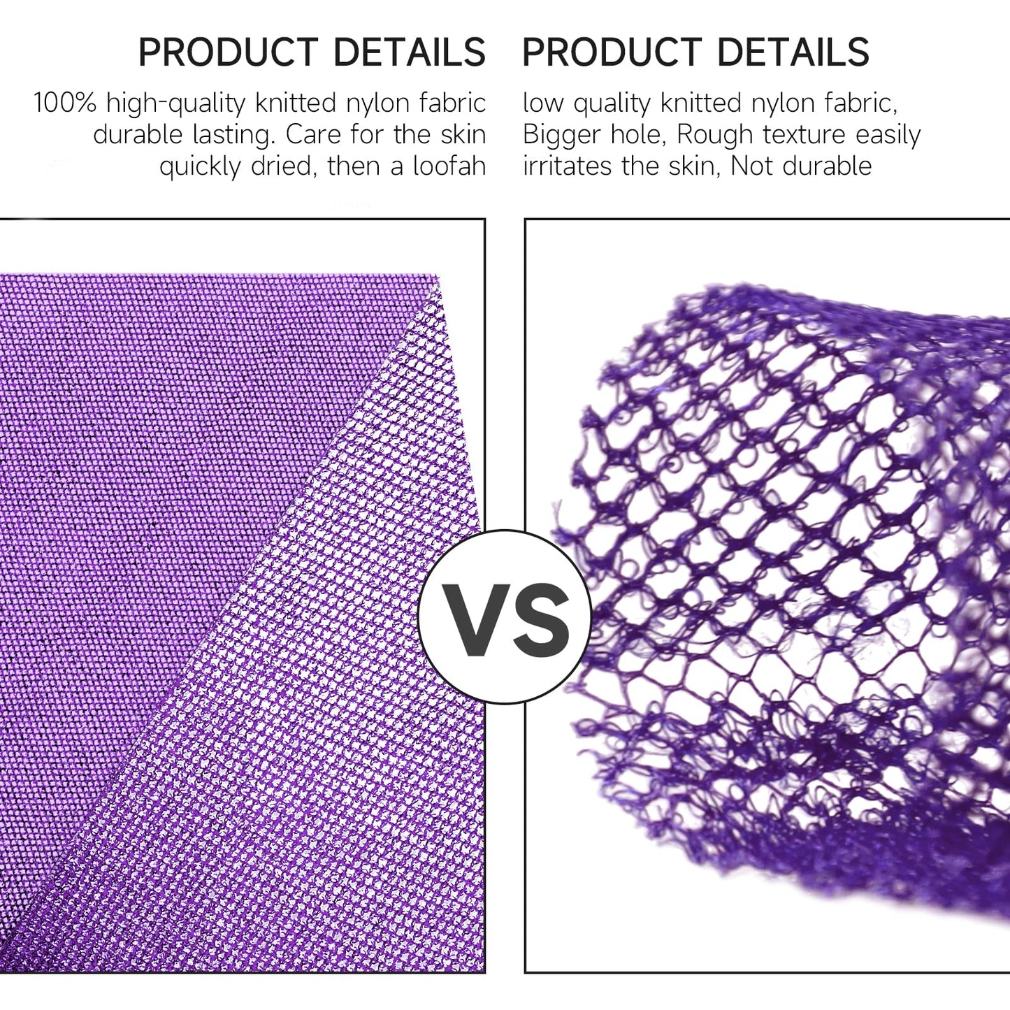 Metene 3 Pieces African Exfoliating Net, Colorful African Net Cloth, Long African Net Sponge Body Scrubber for Use in Shower, Bath Shower Wash Cloth for Skin Smoother Daily Use (Purple)