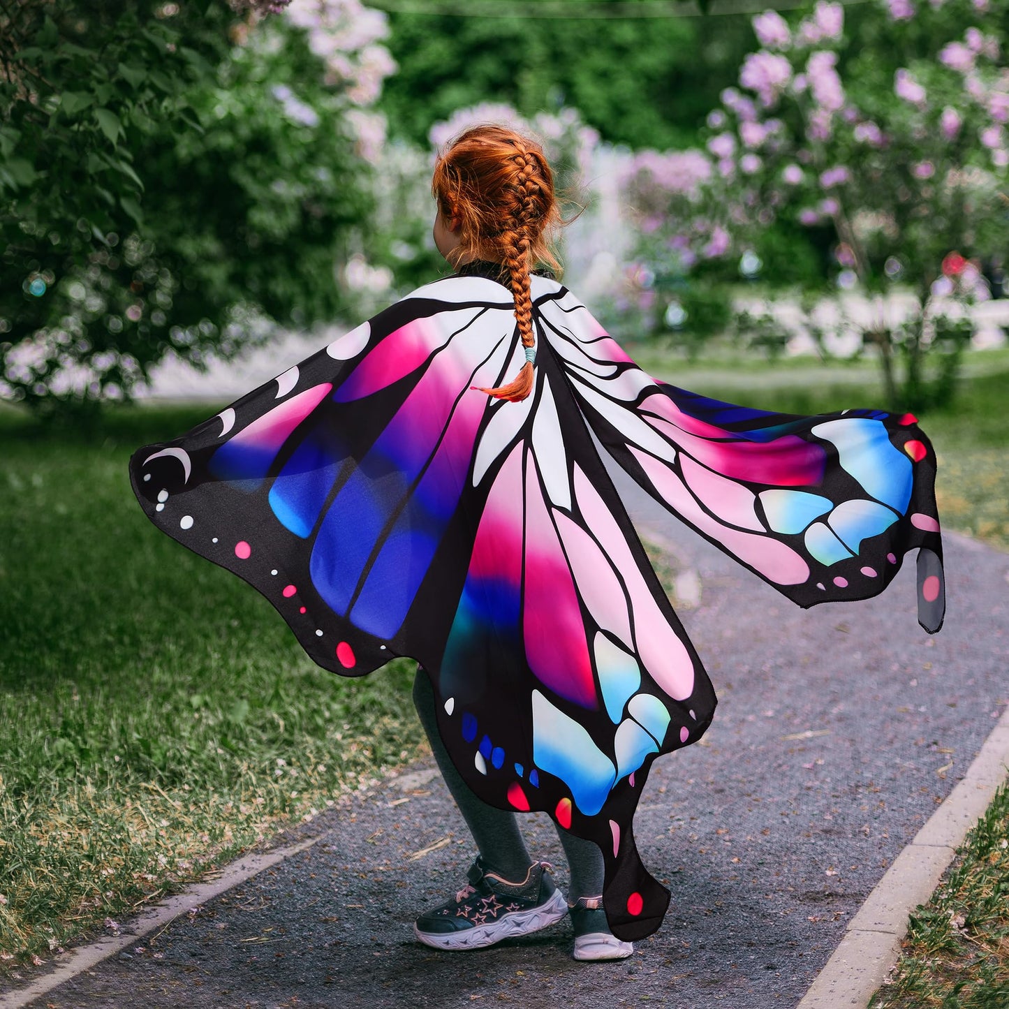 INCOK Purple Butterfly Wings Girls - Girls Fairy Butterfly Wing Cape with Headband and Mask Butterfly Shawl Costumes for Halloween Mardi Gras Renaissance Carnival Cosplay Party Dress up Accessories