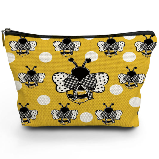 NATSUNO Bee Gifts for Women - Cute Bee Makeup Cosmetic Bag for Women, Bee Gifts for Bee Lovers, Honey Bee Gifts, Beekeeper Gifts, Yellow Bee Small Makeup Bag Pouch for Purse