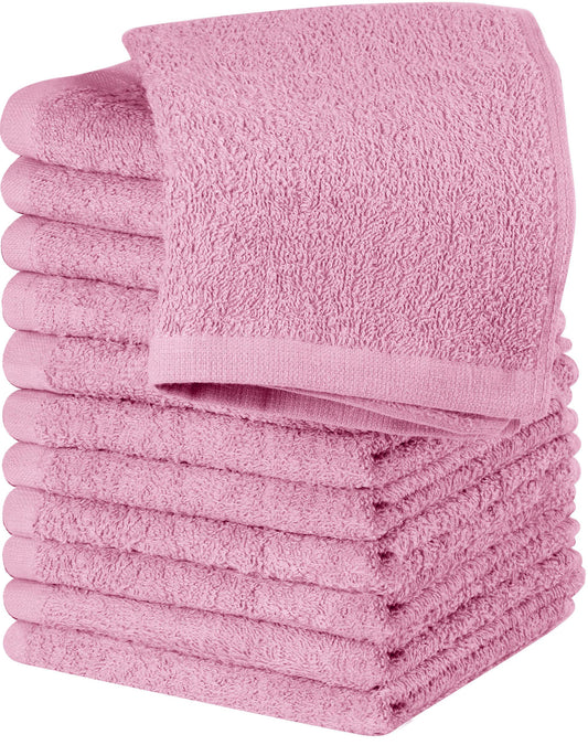 Utopia Towels 12 Pack Cotton Washcloths Set - 100% Ring Spun Cotton, Premium Quality Flannel Face Cloths, Highly Absorbent and Soft Feel Fingertip Towels (Pink)