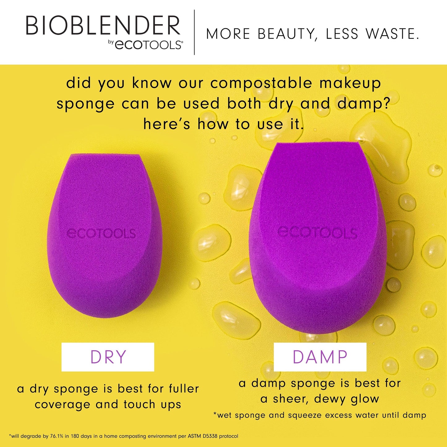 EcoTools Bioblender Duo, Compostable Makeup Blending Sponges, For Liquid & Cream Foundations, Eco Friendly Makeup Sponges for Natural Looking Skin, Sustainable, Cruelty-Free & Vegan, 2 Count