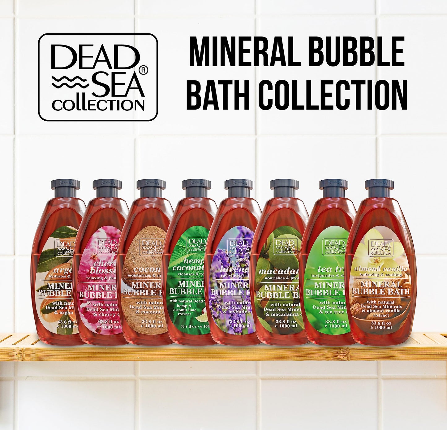 Dead Sea Collection Bubble Bath for Women and Men - with Coconut Oil and Pure Minerals - Nourishing and Moisturizing Skin - Pack of 2 (67.6 fl.oz)