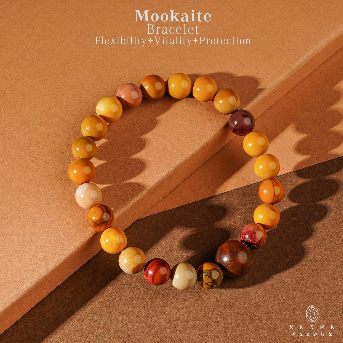 KARMAPLEDGE Mookaite Healing Crystal Bracelets for Women & Men, Reiki Healing Elastic Stretch Bracelet with Handmade Beaded crystals For Meditation, Positive Energy & Balance, Crystal Gifts