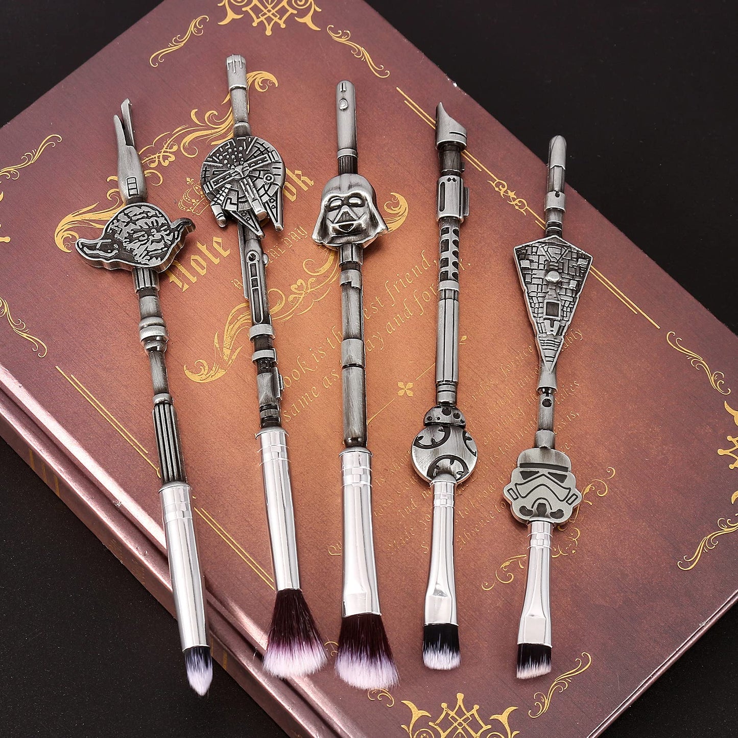 Baby Makeup Brushes Set - 5pcs Professional Classic Movie Series Cosmetic Brushes Foundation Blending Blush Eye Shadows Face Powder Brushes Kit for Fans (StarWars Makeup Brushes)