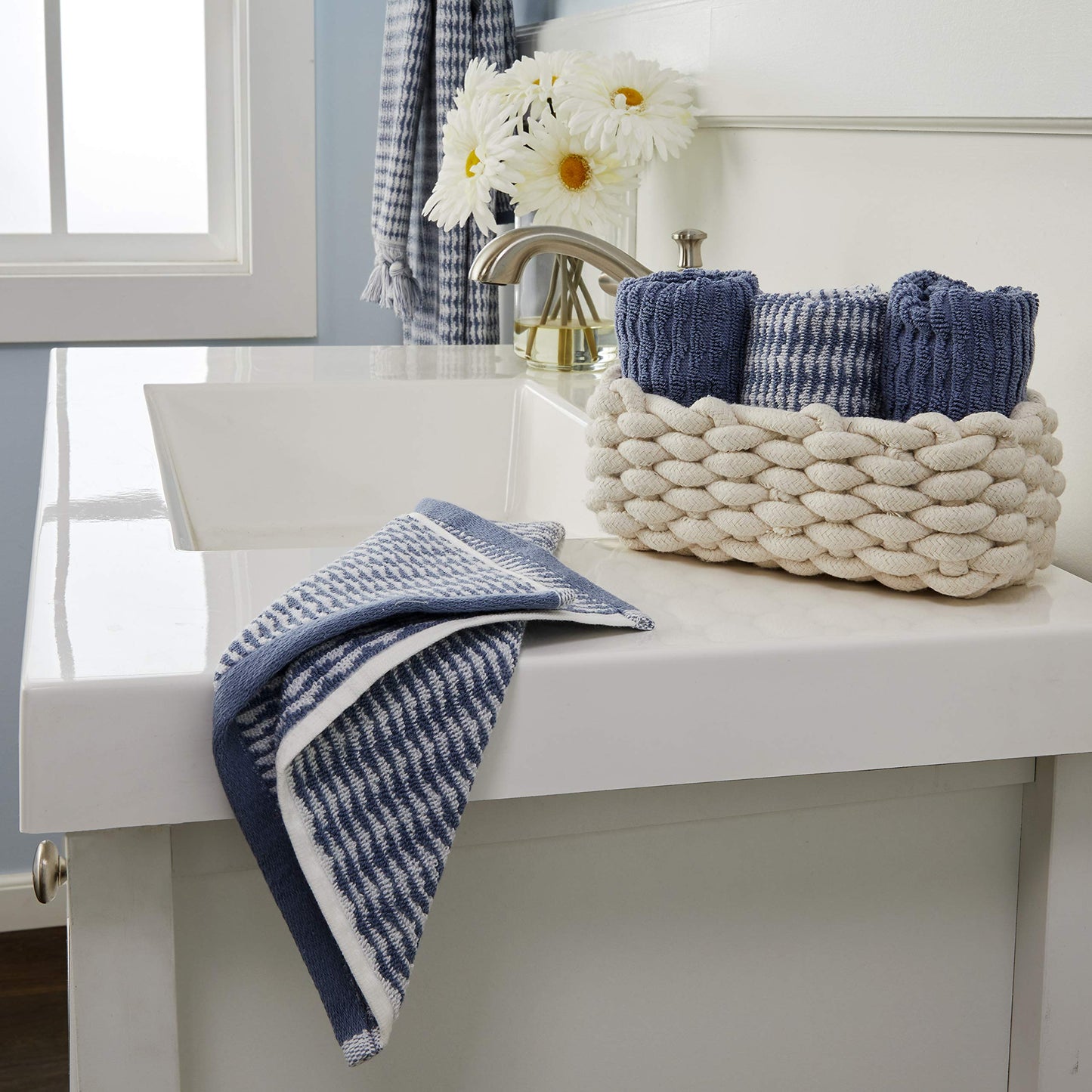 SKL Home Longborough Washcloth (4-Pack), Denim Blue