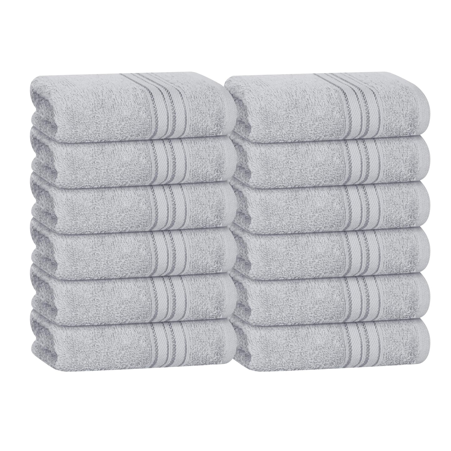 BOUTIQUO Ultra Soft Cotton Washcloths, Contains 12 Piece Face Cloths 12x12 inch, Ideal for Everyday use Face Towels, Compact & Lightweight Multi Purpose Washcloths - Light Grey