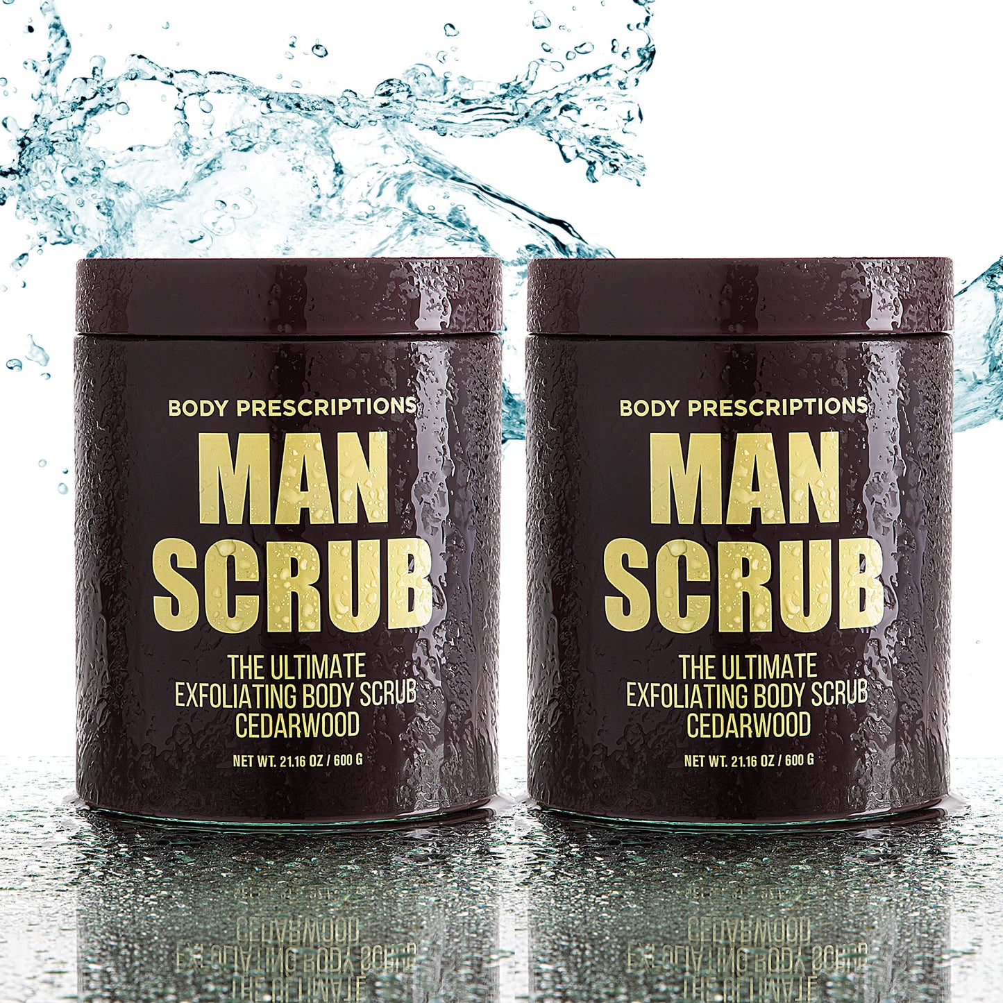 Body Prescriptions Men’s Exfoliating Body Scrub – Ultimate Skin Cleansing Wash in Jar with Twist-Top Lid, For All Skin Types, 21 Ounce (Pack of 2), Cedarwood