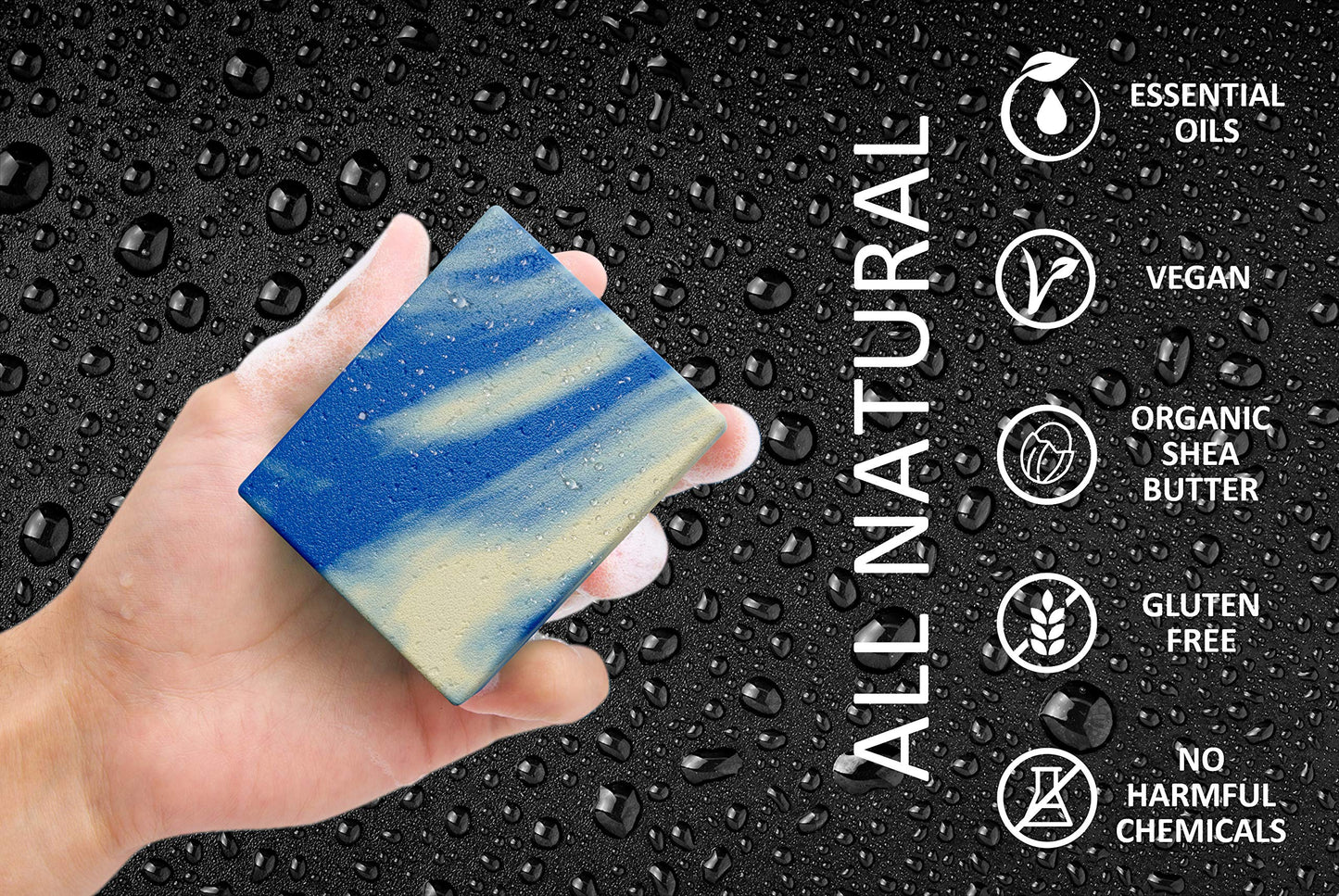 NATURAL AMERICAN SOLDIER Men’s Bar Soap – NAVY OCEAN - 100% All Natural, Masculine Scent, Essential Oils, Organic Shea Butter, No Harmful Chemicals – For Men - Made in USA - Man Soap, 5 oz